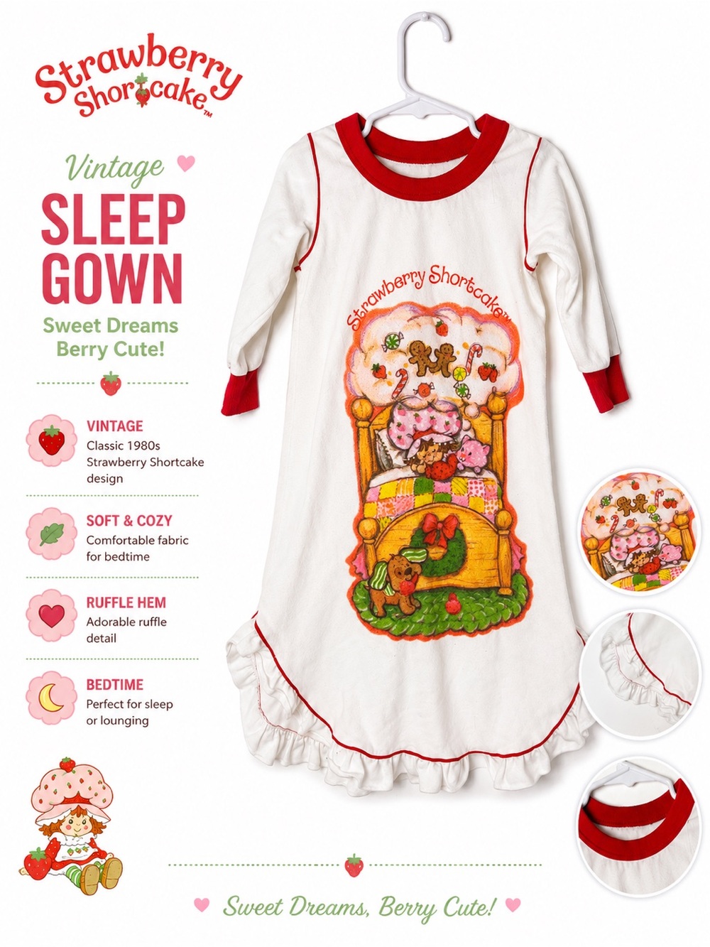 Vintage Strawberry Shortcake Nightgown for Toddler